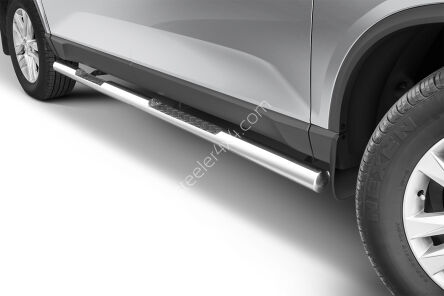 Stainless steel side bars with checker plate steps - SsangYong Musso (2018 - 2021 -)