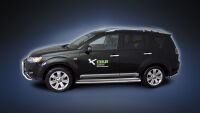 пороги из нержавеющей стали с рефленой поверхностью - Mitsubishi Outlander (2007 - 2009)