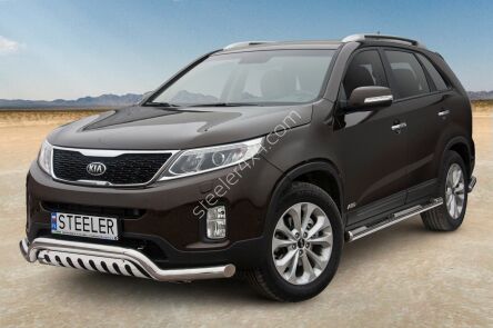 пороги из нержавеющей стали с рефленым вставками - KIA Sorento (2012 - 2015)