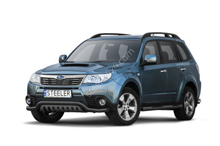 Front cintres pare-buffle avec plaque de protection NOIR - Subaru Forester (2008 - 2013)