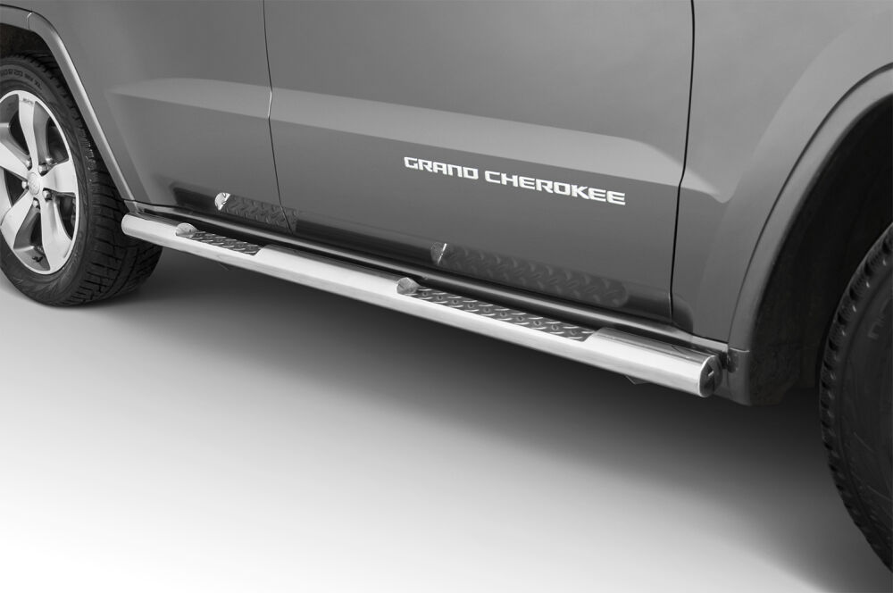 Stainless steel side bars with checker plate steps - Jeep Grand ...