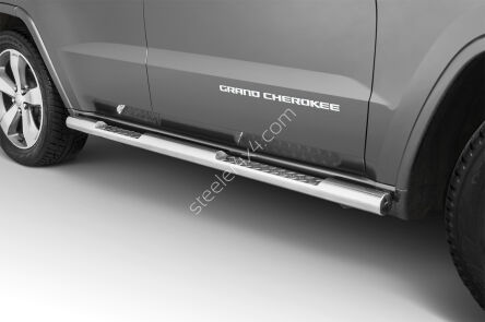 Stainless steel side bars with checker plate steps - Jeep Grand Cherokee (2015 - 2021)