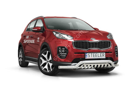 Front cintres pare-buffle avec plaque de protection - KIA Sportage (2015 - 2018 - 2021)