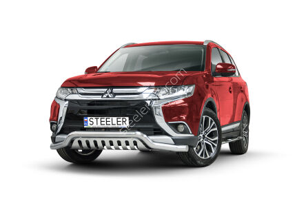 нижний передний бампер с защитой типа Б - Mitsubishi Outlander (2015 - 2018)