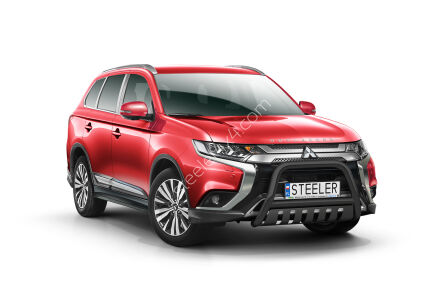 Orurowanie przednie z blachą CZARNE - Mitsubishi Outlander (2018 - 2021)