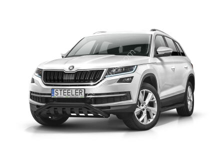 Orurowanie wąskie z blachą CZARNE - Skoda Kodiaq (2016 - 2021)