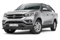 Front cintres pare-buffle avec plaque de protection NOIR - SsangYong Musso (2018 - 2021)