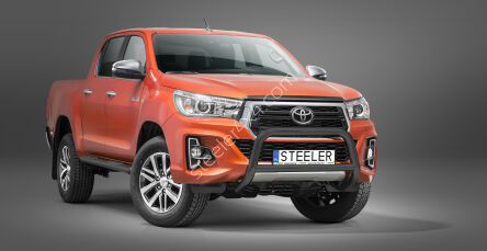 Frontschutzbügel mit Querstrebe SCHWARZ - Toyota Hilux (2018 - 2021)