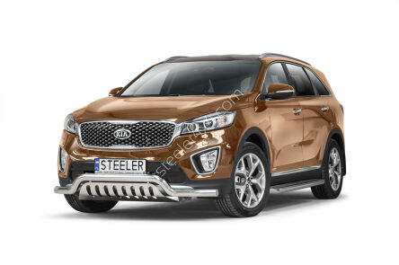 нижний передний бампер с защитой типа Б - KIA Sorento (2015 - 2018)