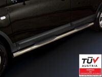 Stainless steel side bars with plastic steps - long version - Nissan Qashqai (2010 - 2013)