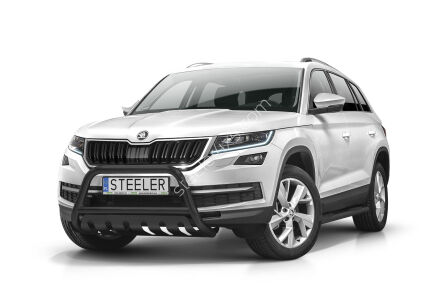 Frontschutzbügel mit Blech SCHWARZ - Skoda Kodiaq (2016 - 2021)