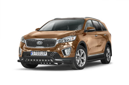 Front cintres pare-buffle avec plaque de protection NOIR - KIA Sorento (2015 - 2018)