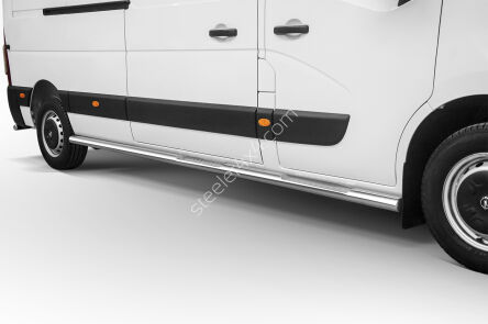 пороги из нержавеющей стали с рефленым вставками L3 - Renault Master (2019 -)