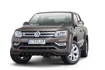 Front cintres pare-buffle avec grill NOIR (compatible with OE skid plate) - Volkswagen Amarok V6 (2016 - 2022)