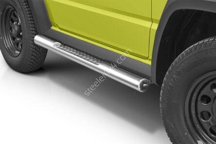 Stainless steel side bars with checker plate steps - Suzuki Jimny (2018 - 2020)