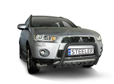 Orurowanie przednie z grillem CZARNE - Mitsubishi Outlander (2009 - 2012)