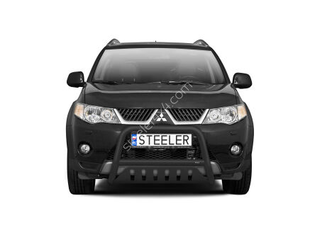 Pare-buffle avant avec plaque de protection NOIR - Mitsubishi Outlander (2007 - 2009)