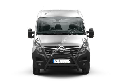 Orurowanie przednie z poprzeczką CZARNE - Opel Movano (2019 - 2023)