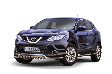 Front cintres pare-buffle avec plaque de protection - Nissan Qashqai (2013 - 2017)