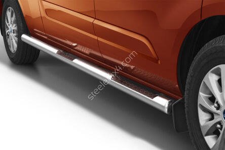 Stainless steel side bars with checker plate steps - Ford Transit Custom (2018 - 2023)