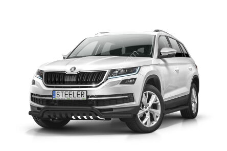 Frontschutzbügel mit Blech SCHWARZ - Skoda Kodiaq (2016 - 2021)