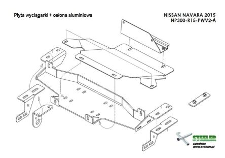 Hidden winch mounting plate with radiator's skid plate (aluminium) - Nissan Navara NP300 (2015 -)