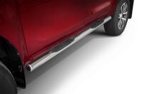 Stainless steel side bars with plastic steps - Toyota Hilux one and a half cab (2015 - 2018 - 2021 -)