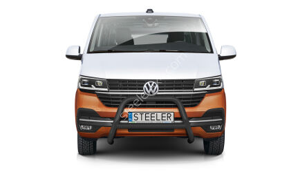 Orurowanie przednie z poprzeczką CZARNE - Volkswagen T6.1 (2019 -)