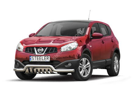 Front cintres pare-buffle avec plaque de protection - Nissan Qashqai (2010 - 2013)