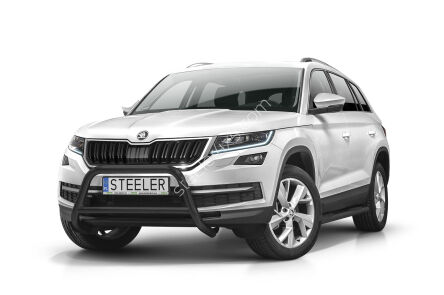 Orurowanie przednie z poprzeczką CZARNE - Skoda Kodiaq (2016 - 2021)