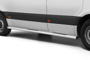Stainless steel side bars with checker plate steps (L2) - Mercedes-Benz Sprinter (2018 -)