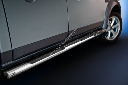 Stainless steel side bars with checker plate steps - Ford Ranger (2007 - 2012)
